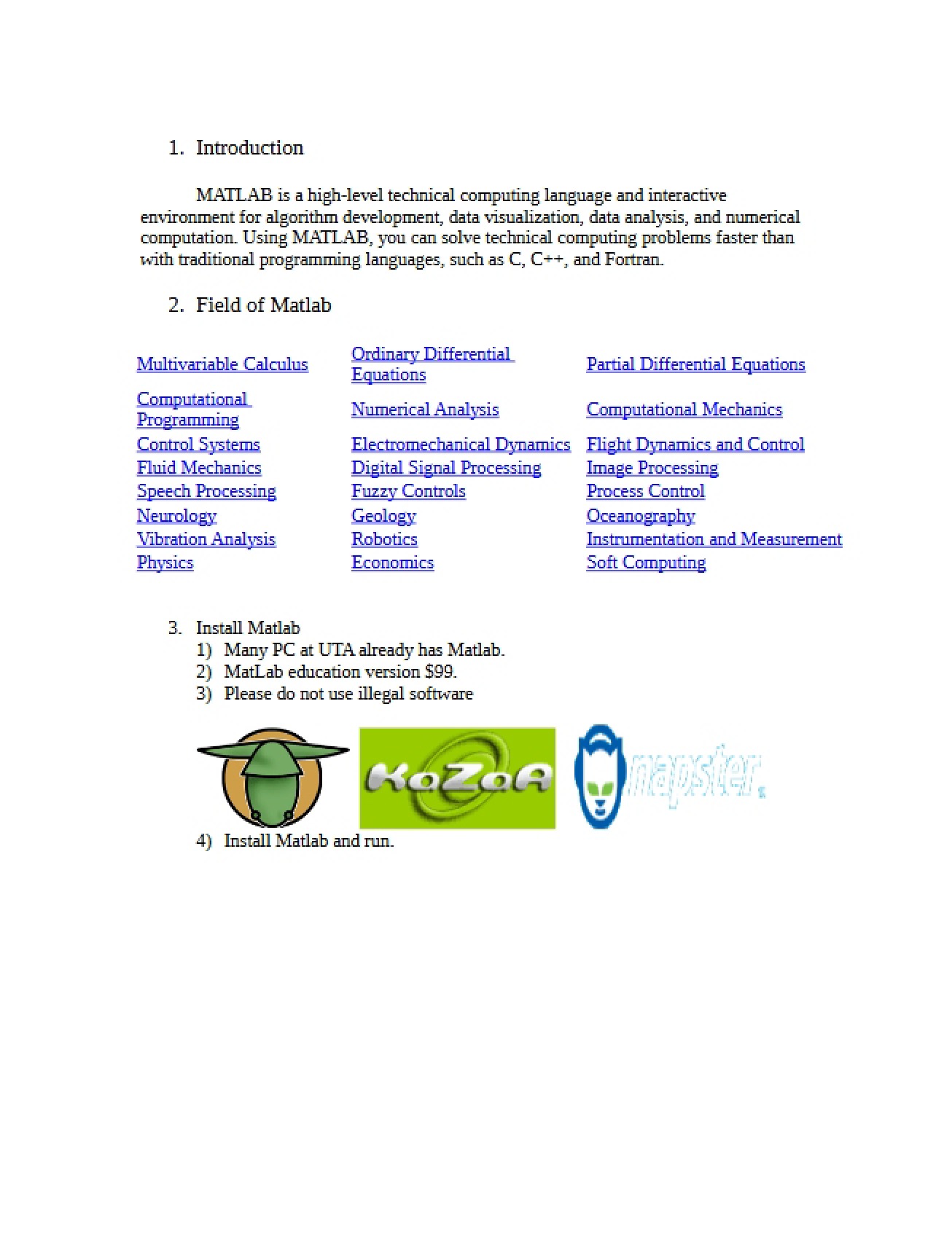 Guide to MATLAB