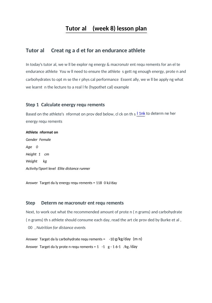 Optimizing Energy and Macronutrient Intake for Endurance Athletes