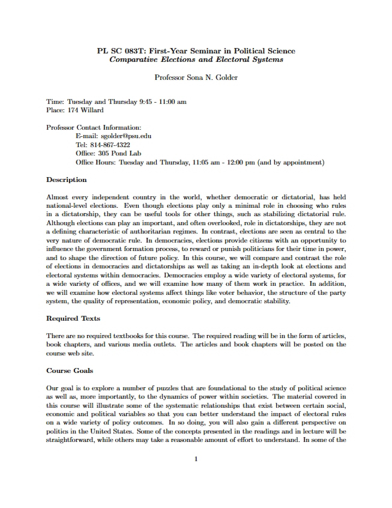 Syllabus First-Year Seminar