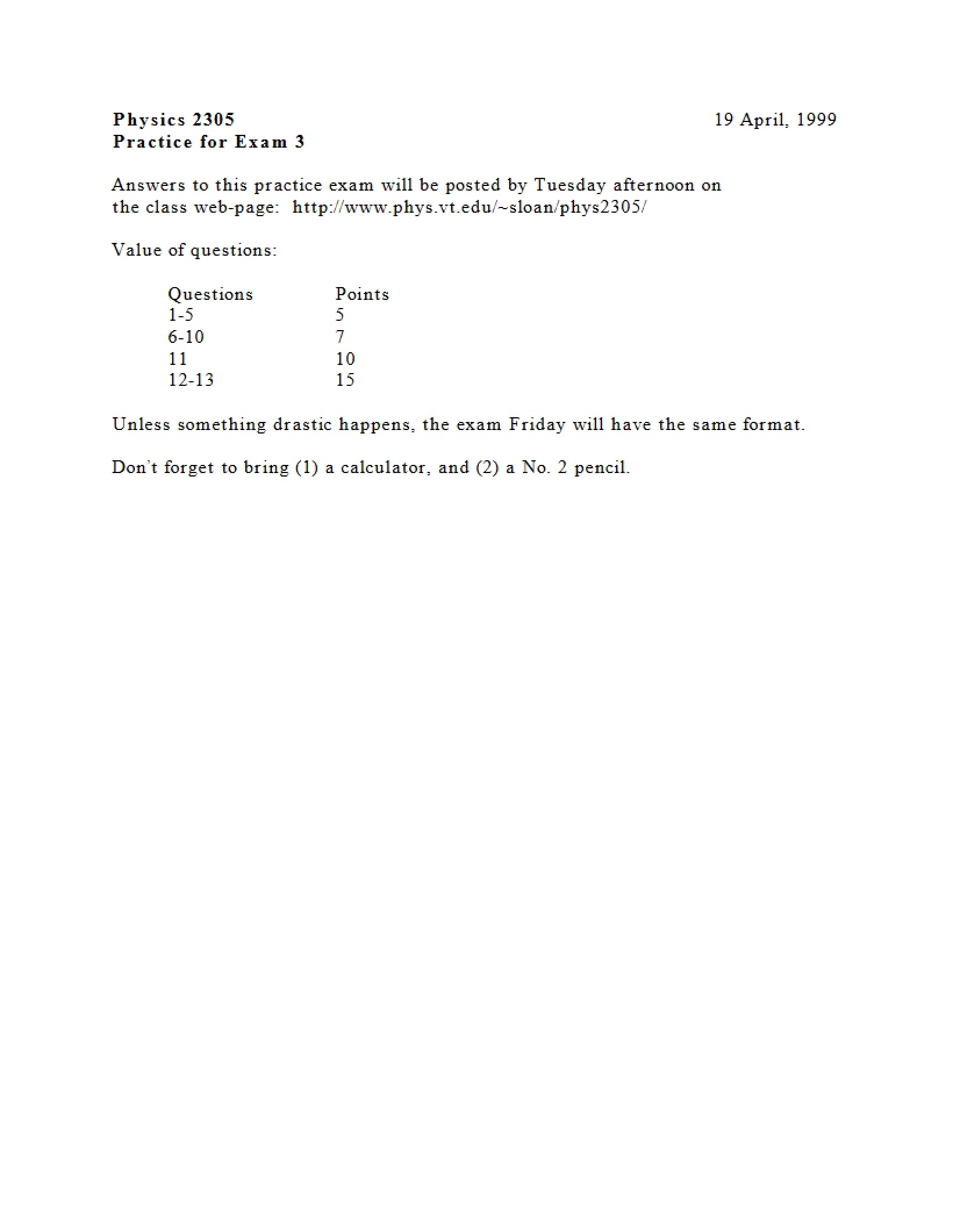 Practice for Third Exam