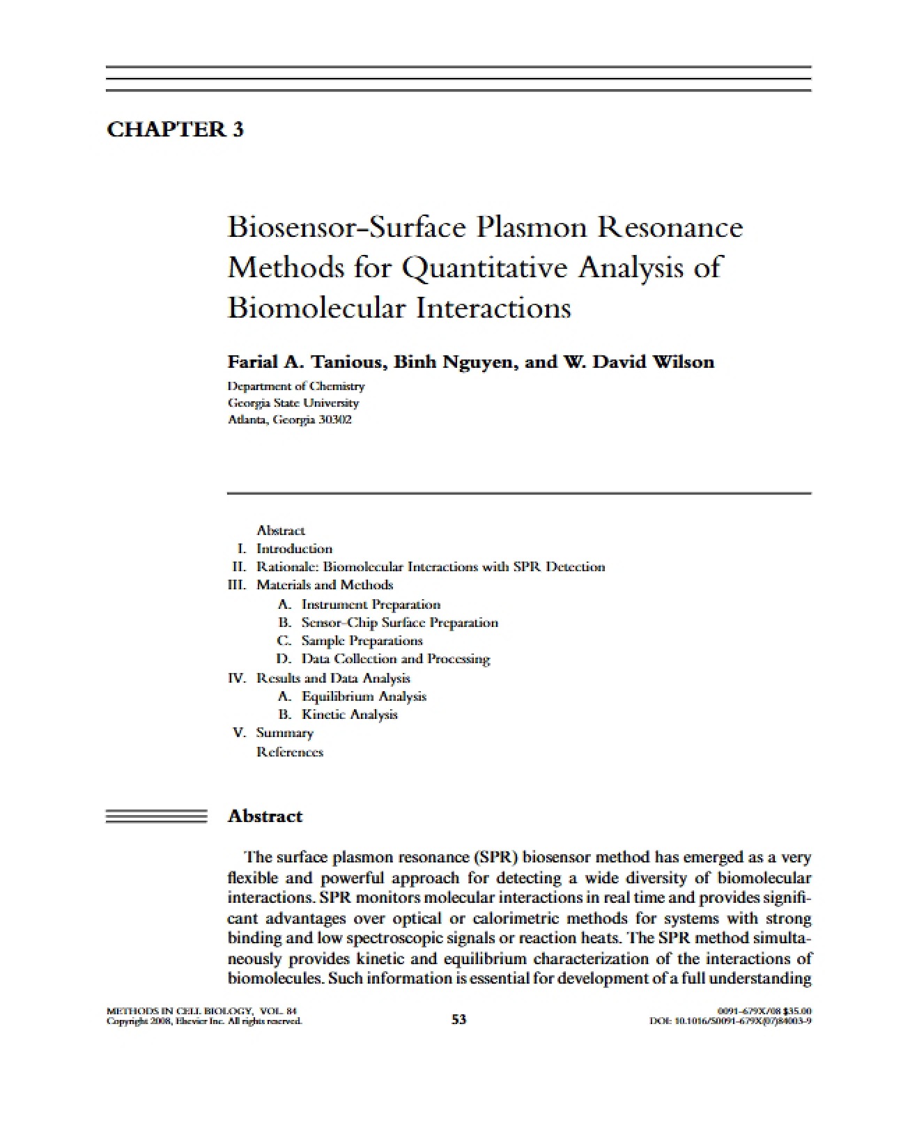 Biomolecular Interactions Biosensor-Surface Plasmon Resonance Methods