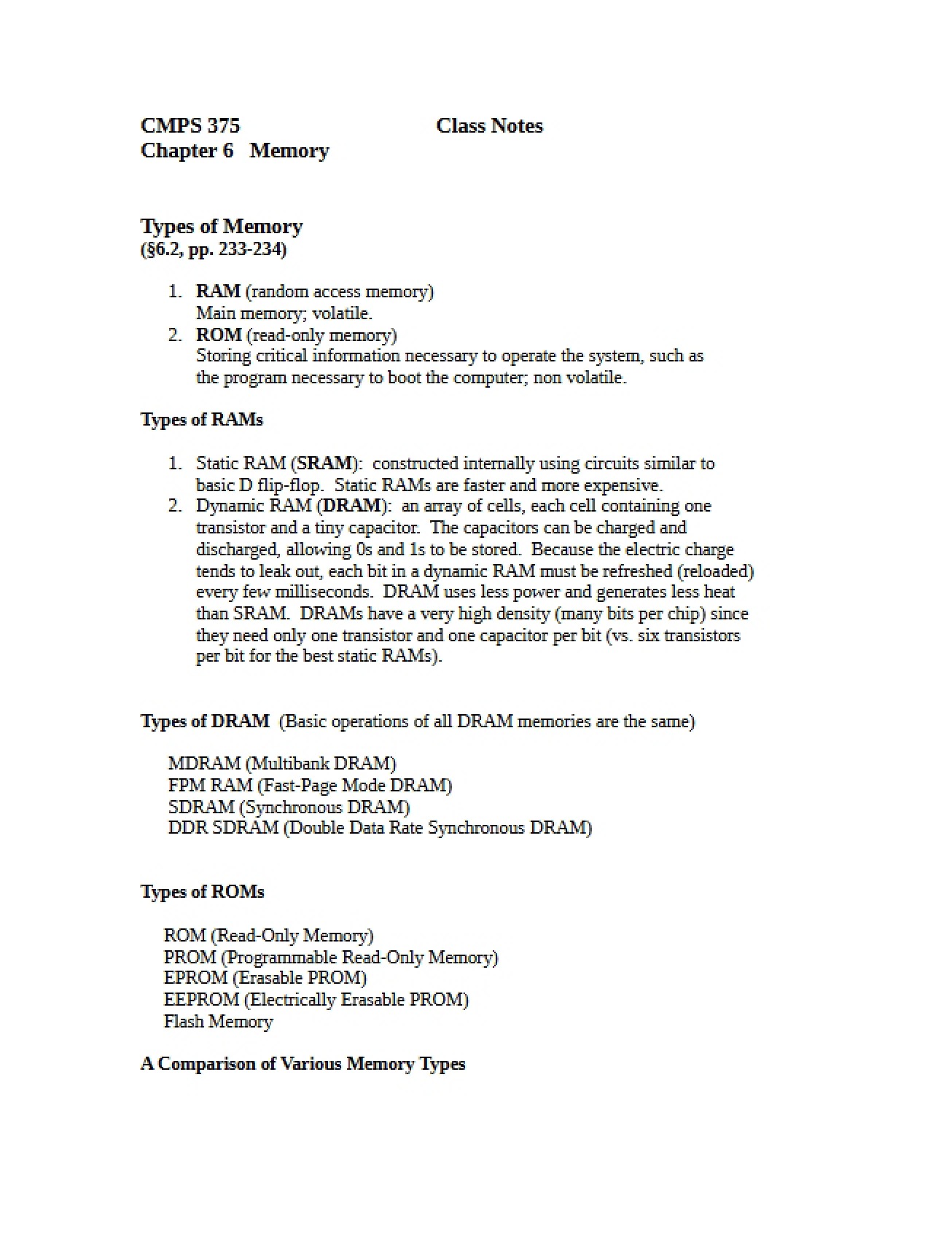 Study Notes for a Computer Architecture Course
