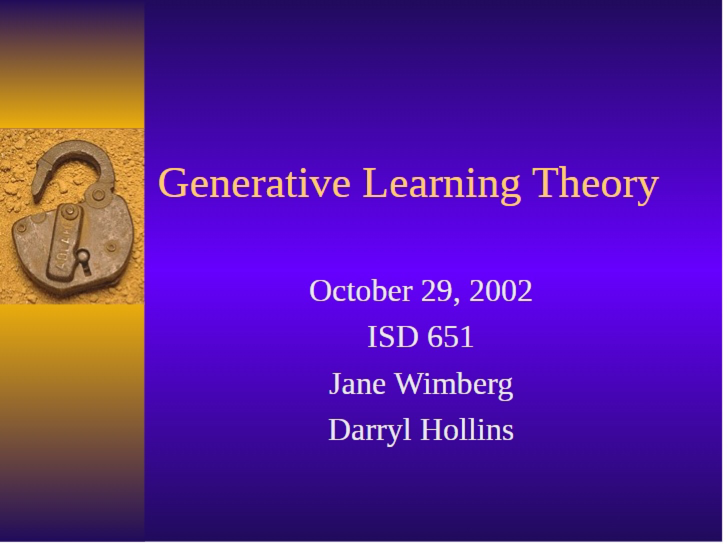 Theory of Generative Learning