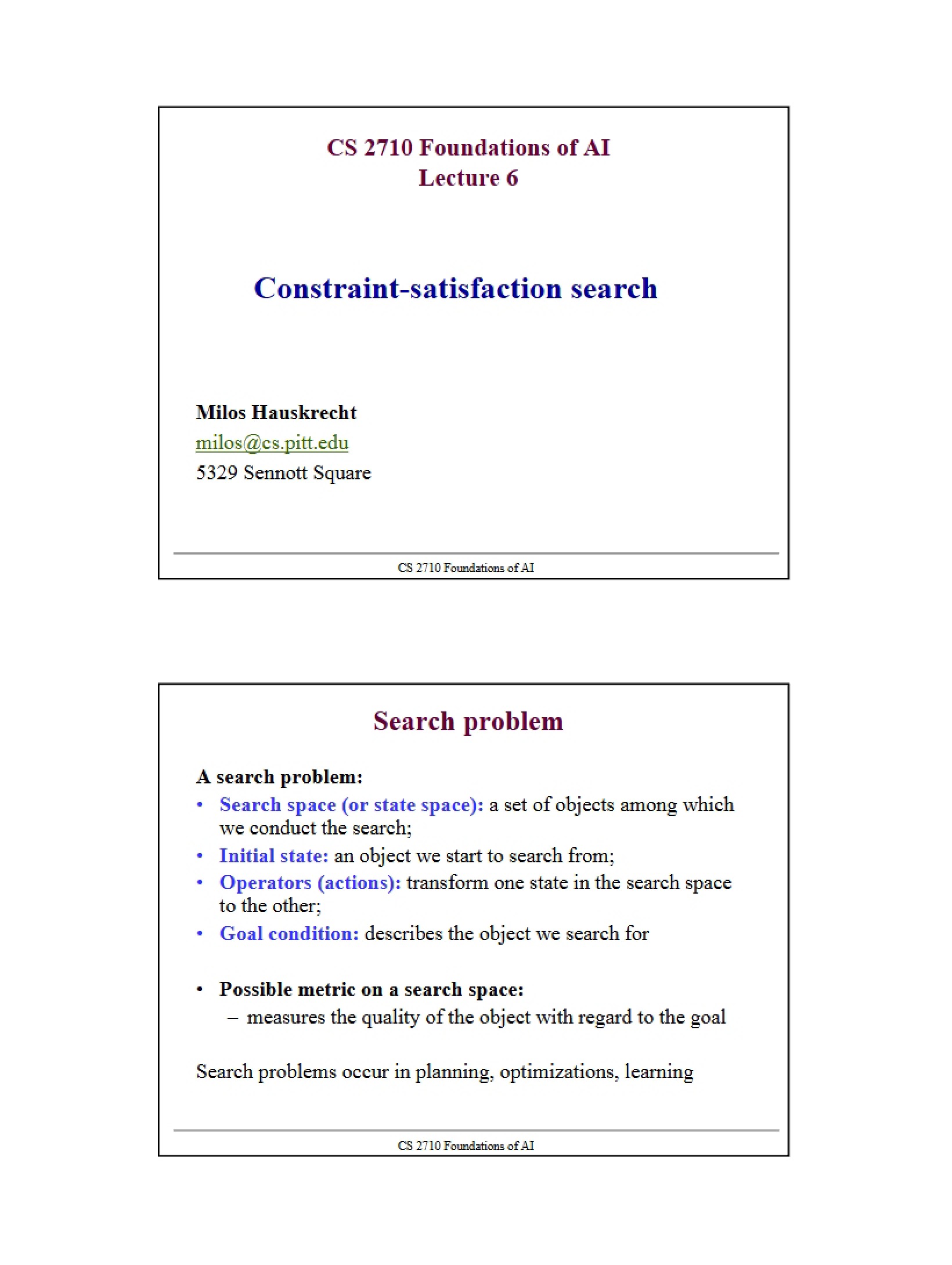 Search for Constraint Satisfaction