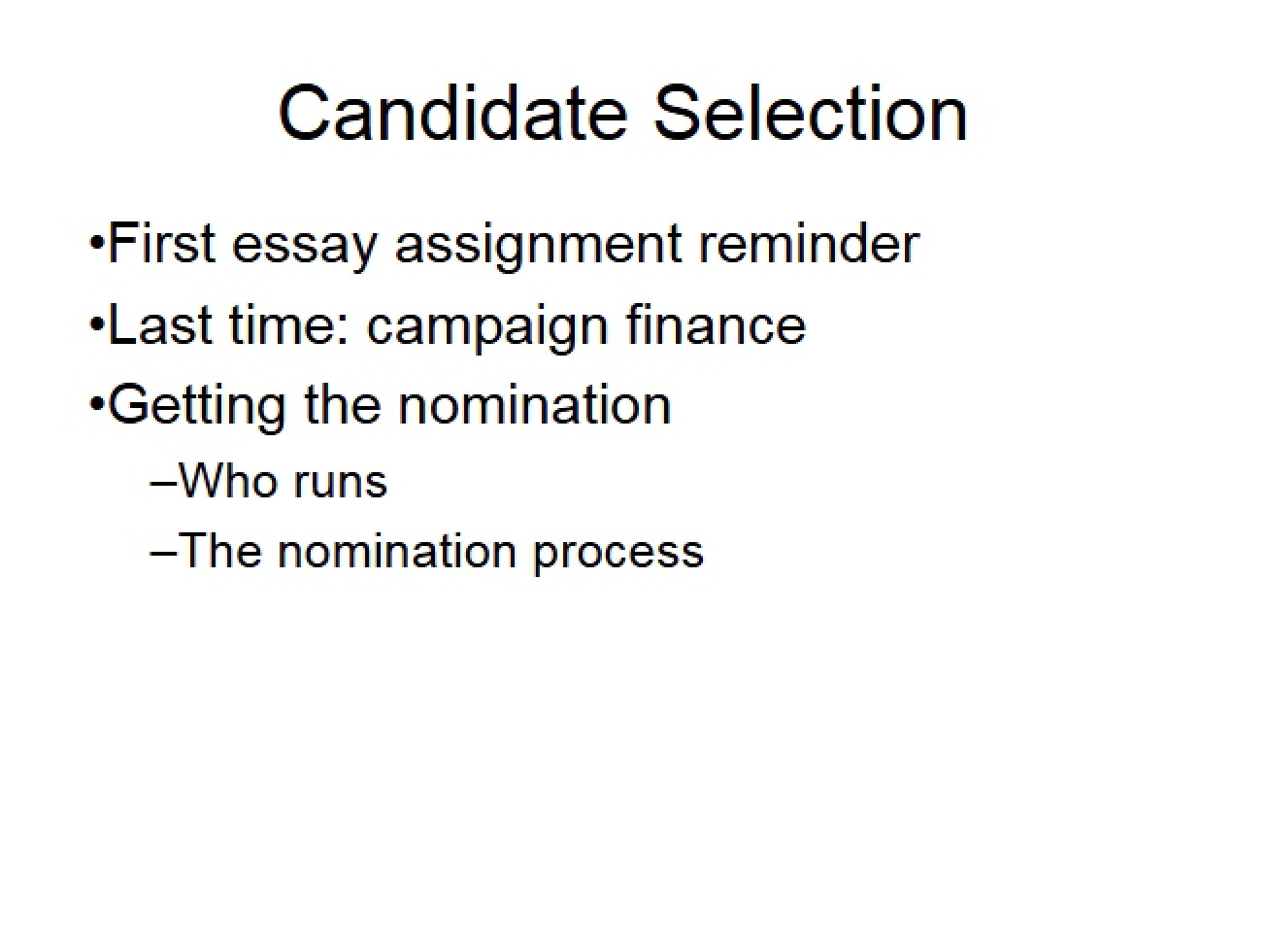 Overview of Candidate Selection