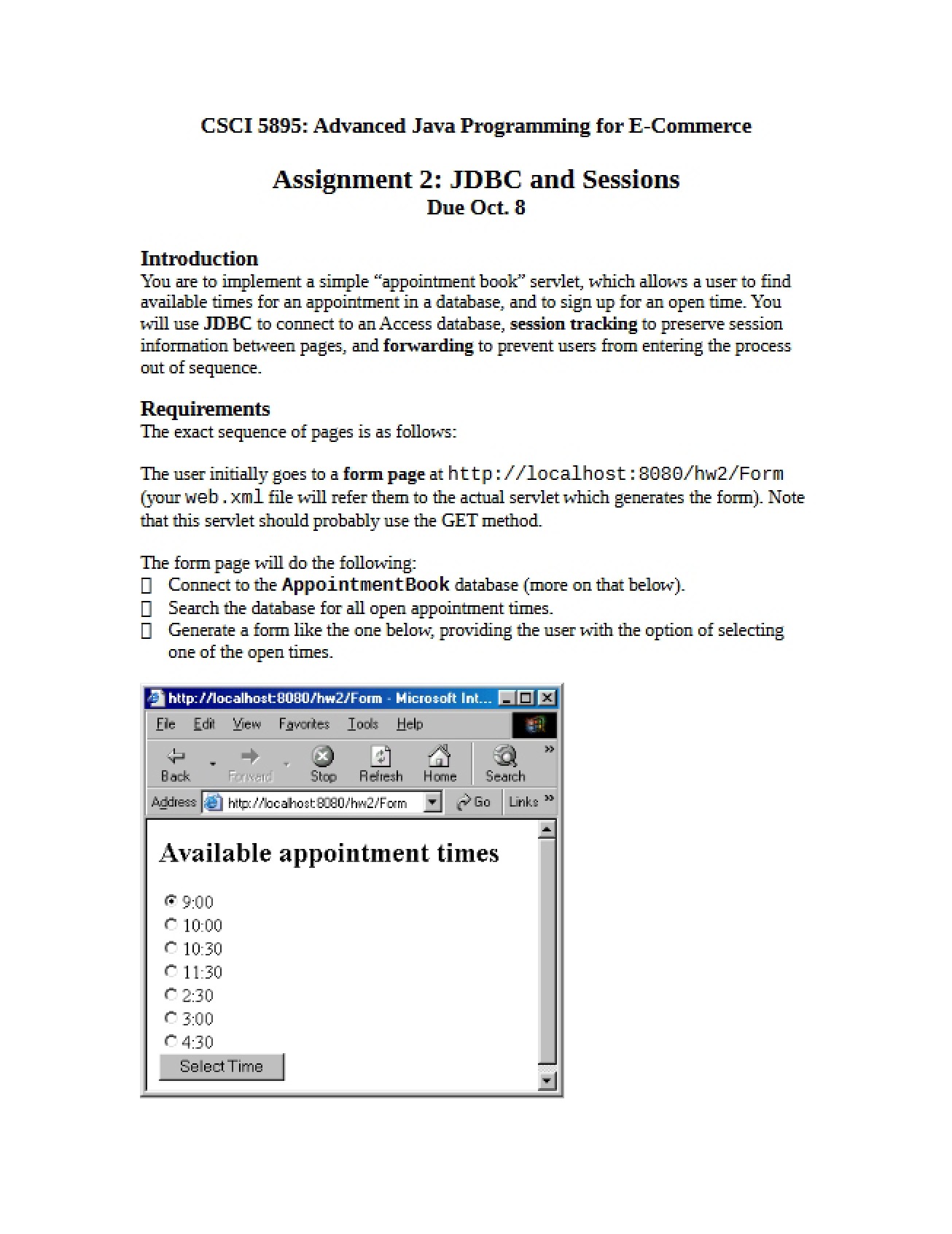 Sessions and JDBC (Assignment 02)