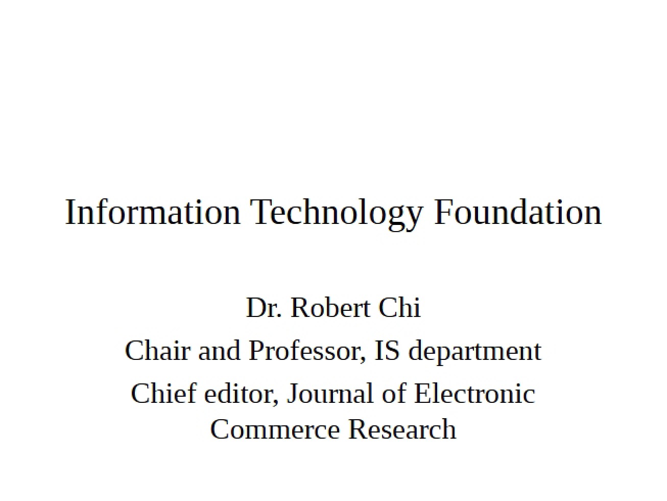 Foundation of Information Technology