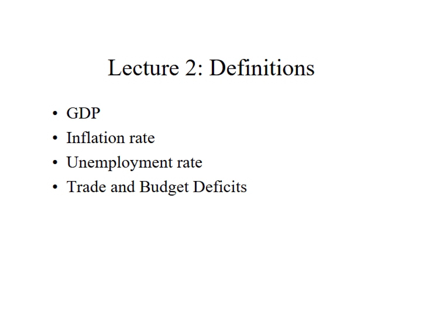 Notes from Lecture