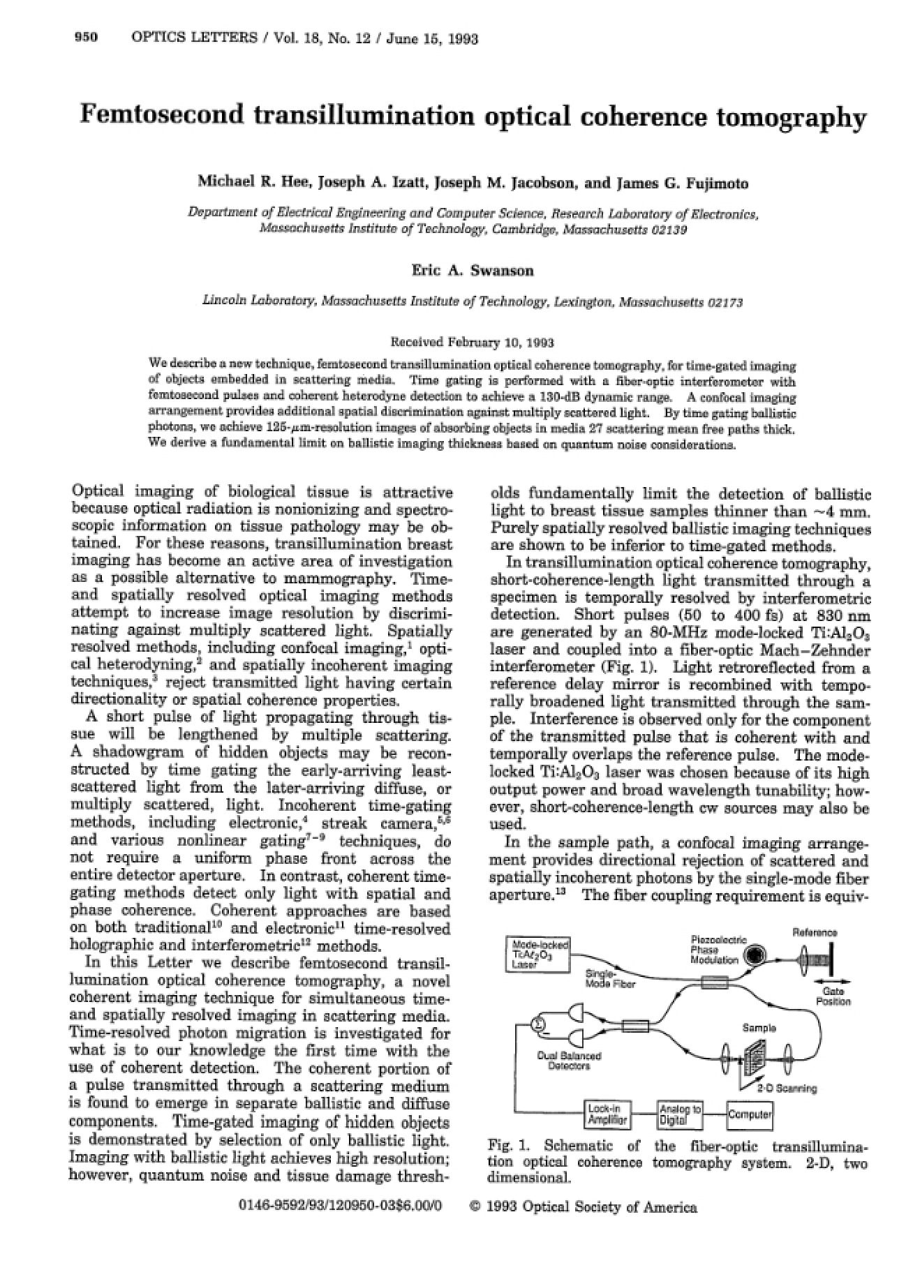 Optical Coherence Tomography: Femtosecond Transillumination