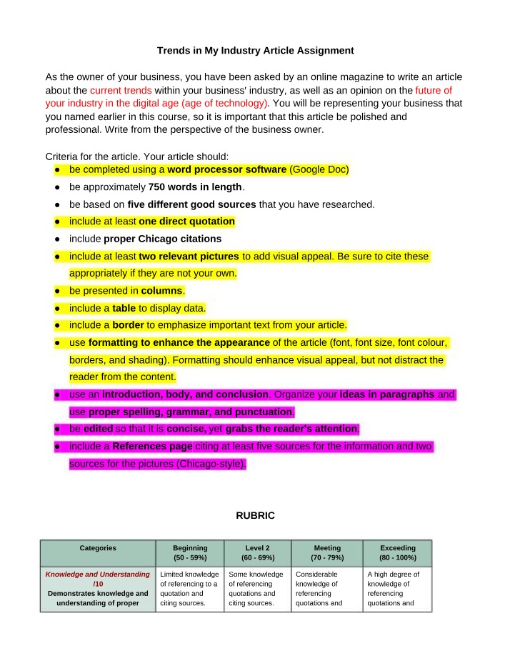 Assignment - Trends in My Industry
