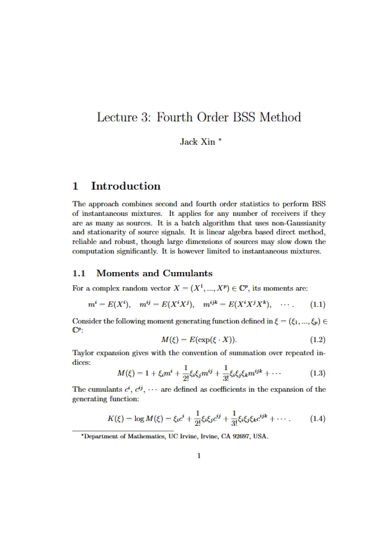 Fourth Order BSS Method (Lecture 3)