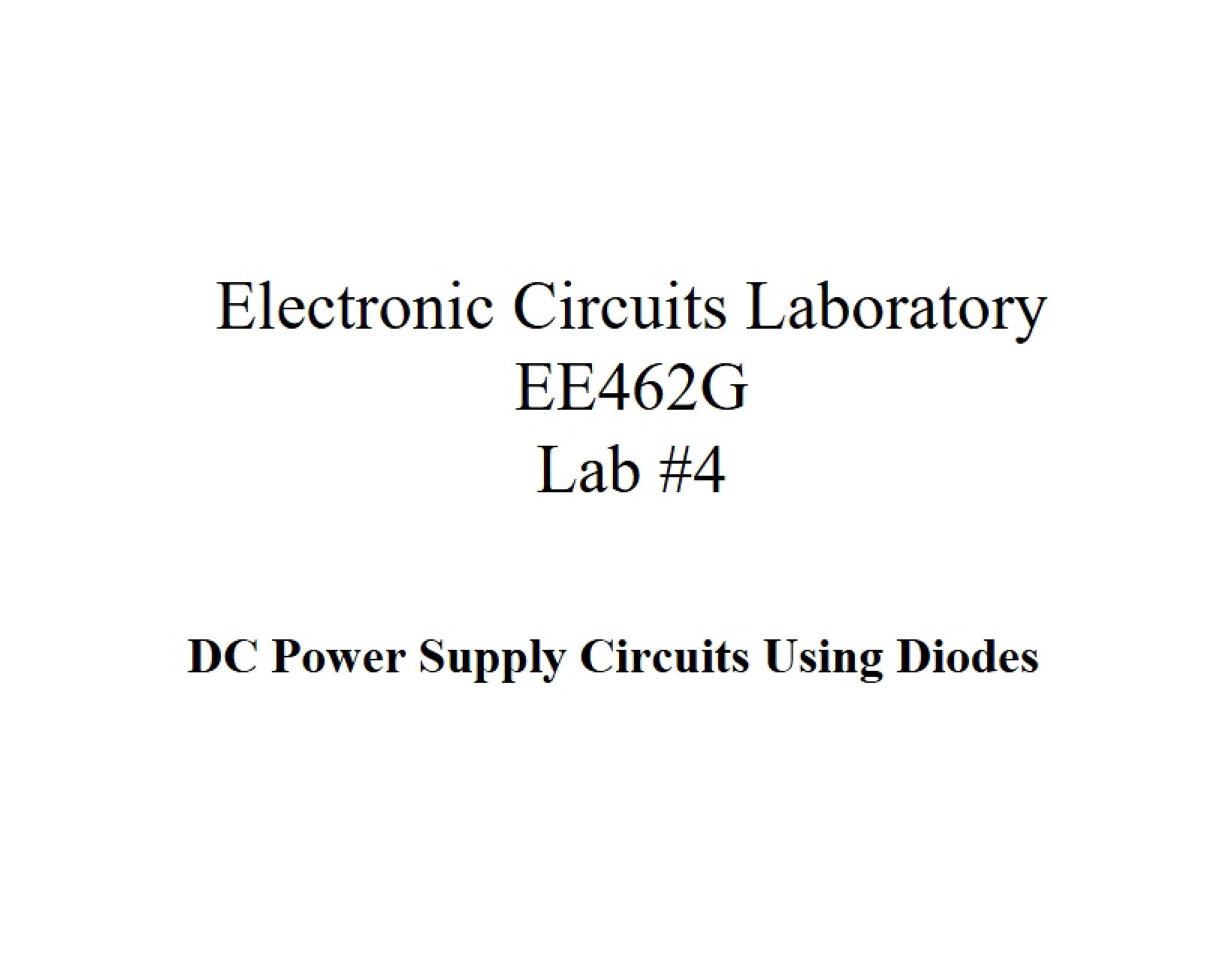 Diode-Based DC Power Supply Circuits