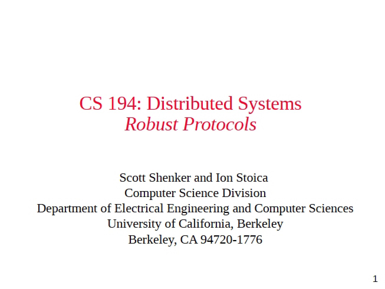 Protocols for Robustness