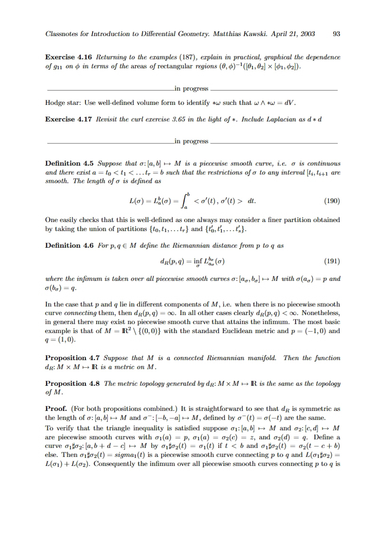 Intro to Differential Geometry Notes