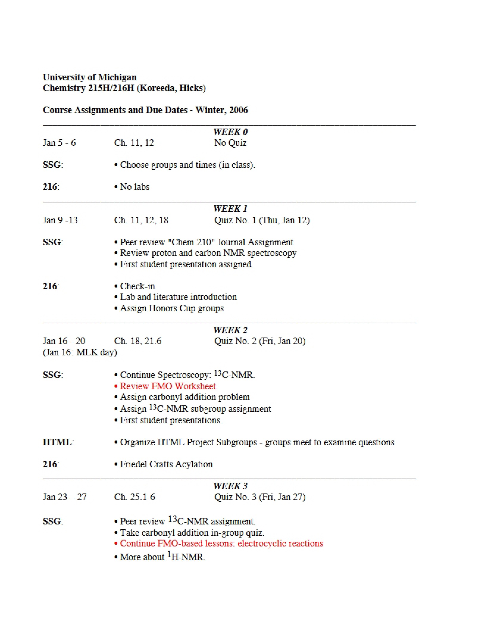 Assignments for Course
