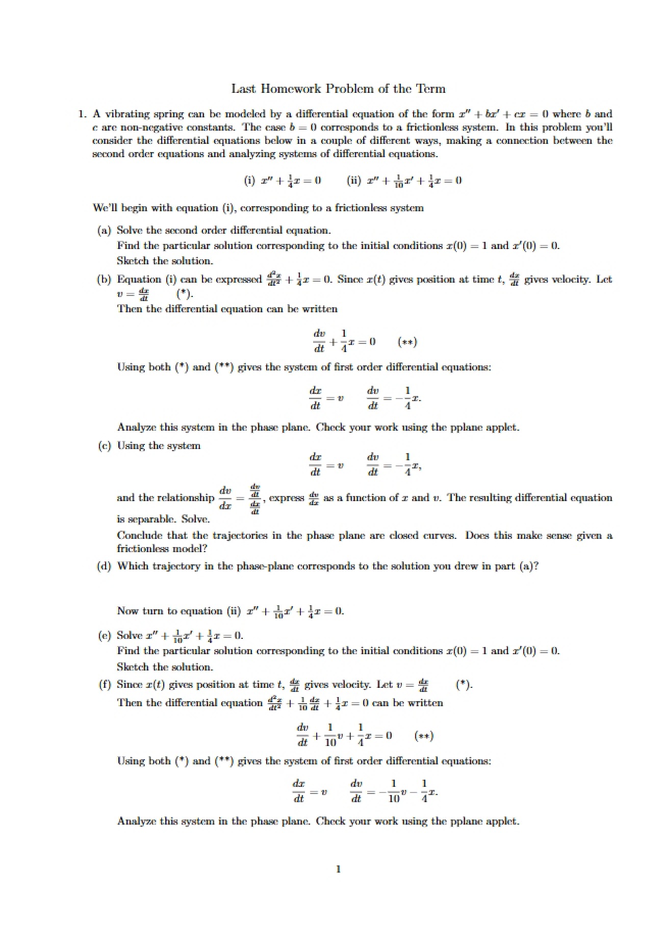 Term Final Homework Problem