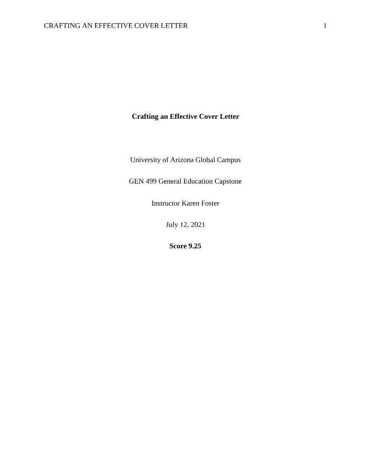 Effective Cover Letter Crafting