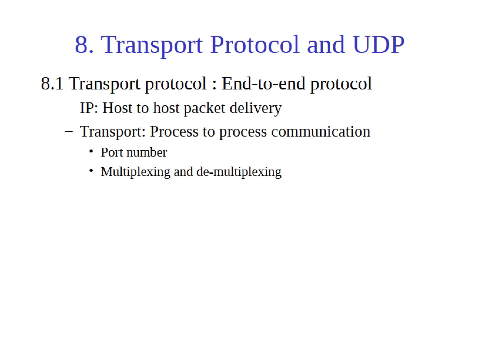 UDP and Transport Protocol