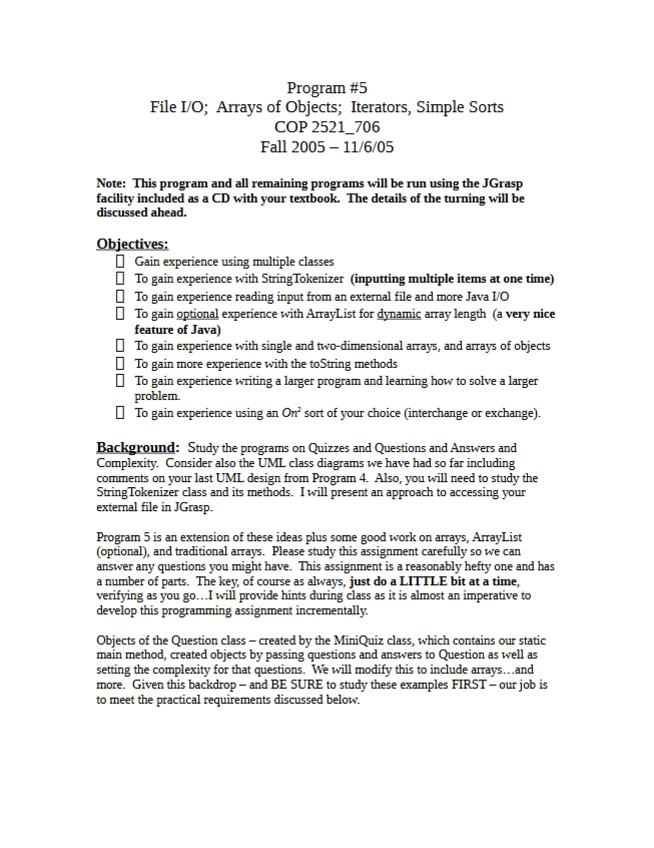 Object Oriented Programming Class Guide
