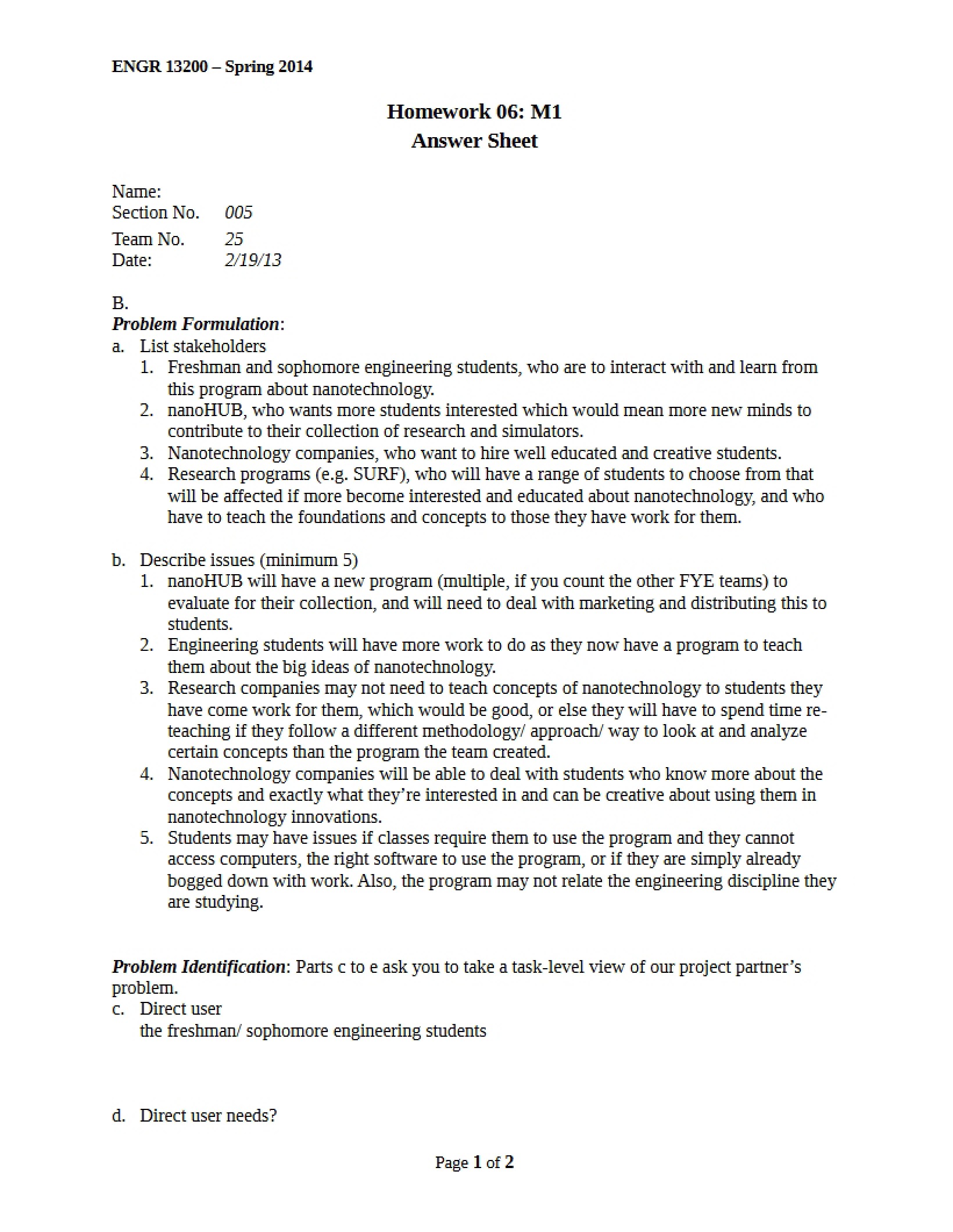 Problem Scoping - Module One