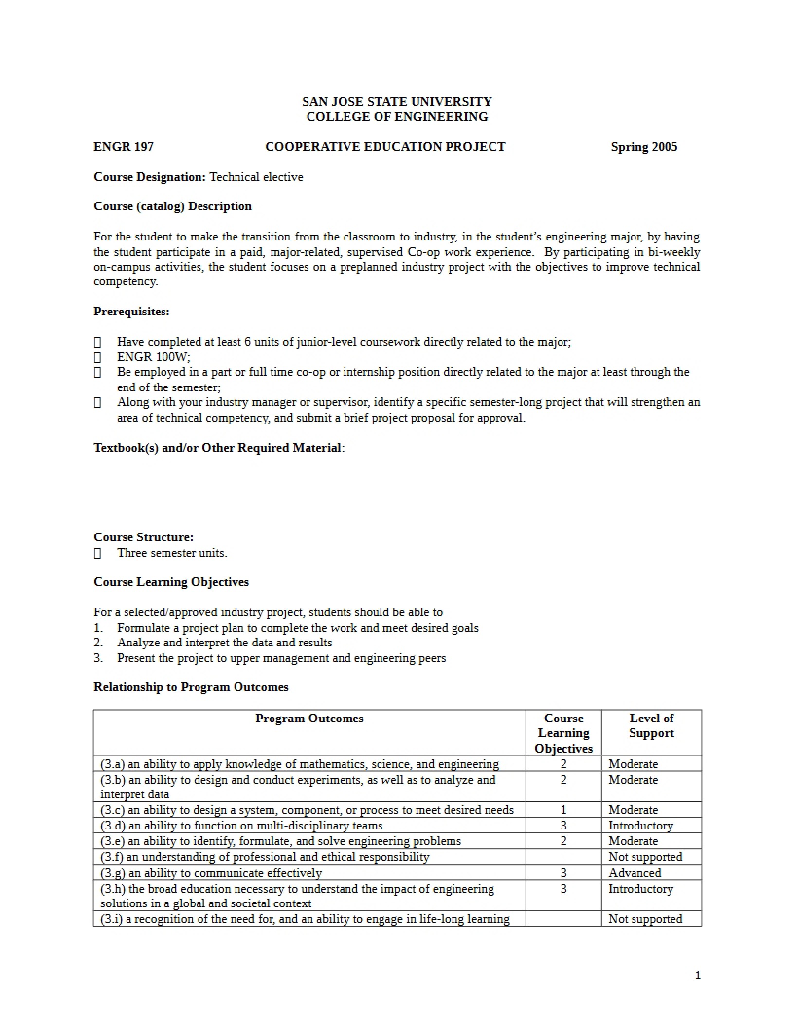 ENGR 197 Course Outline