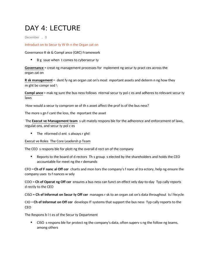 Introduction to Organizational Security