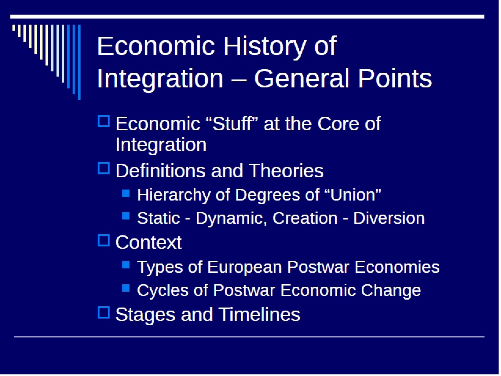 Economic Integration History General Points