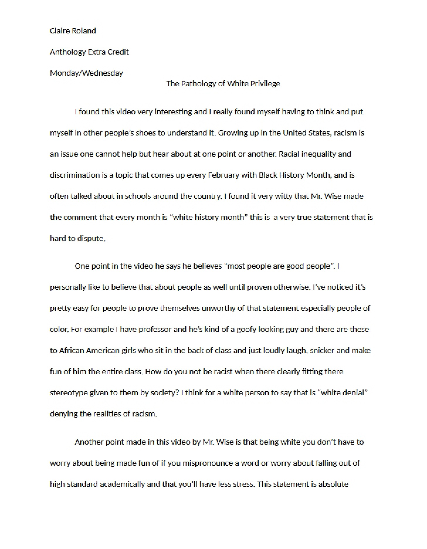 Anthropology Extra Credit Two