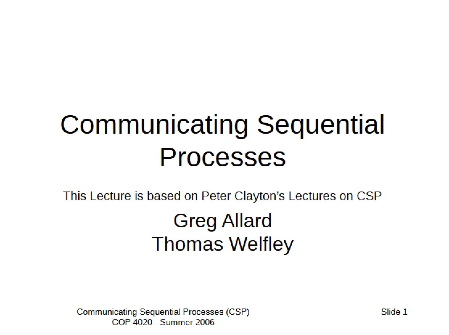 Sequential Processes Communication