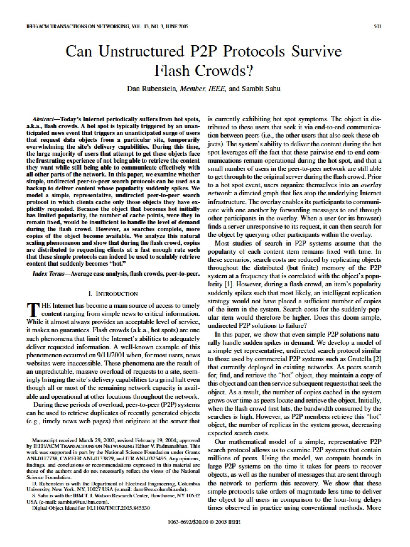 Can Unstructured P2P Protocols Survive Flash Crowds