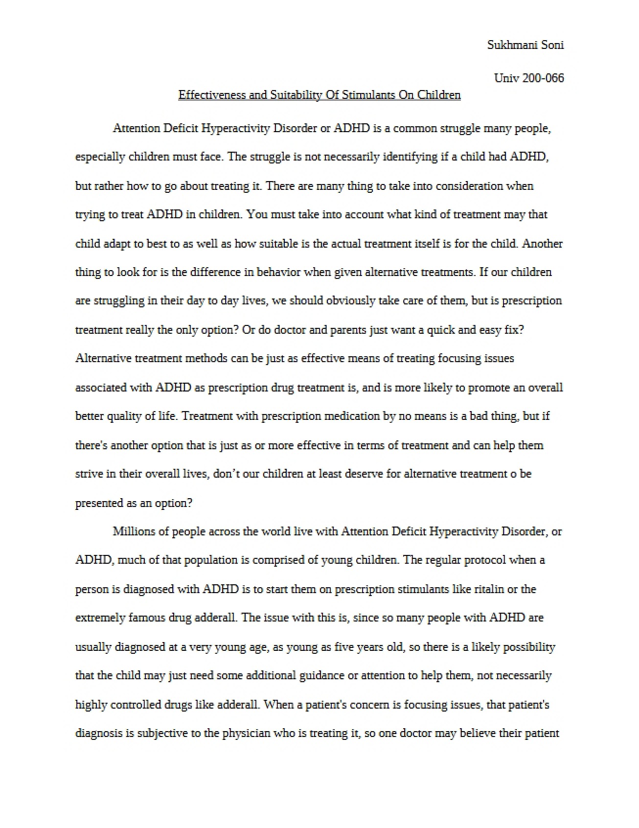 Stimulant Suitability and Effectiveness in Children