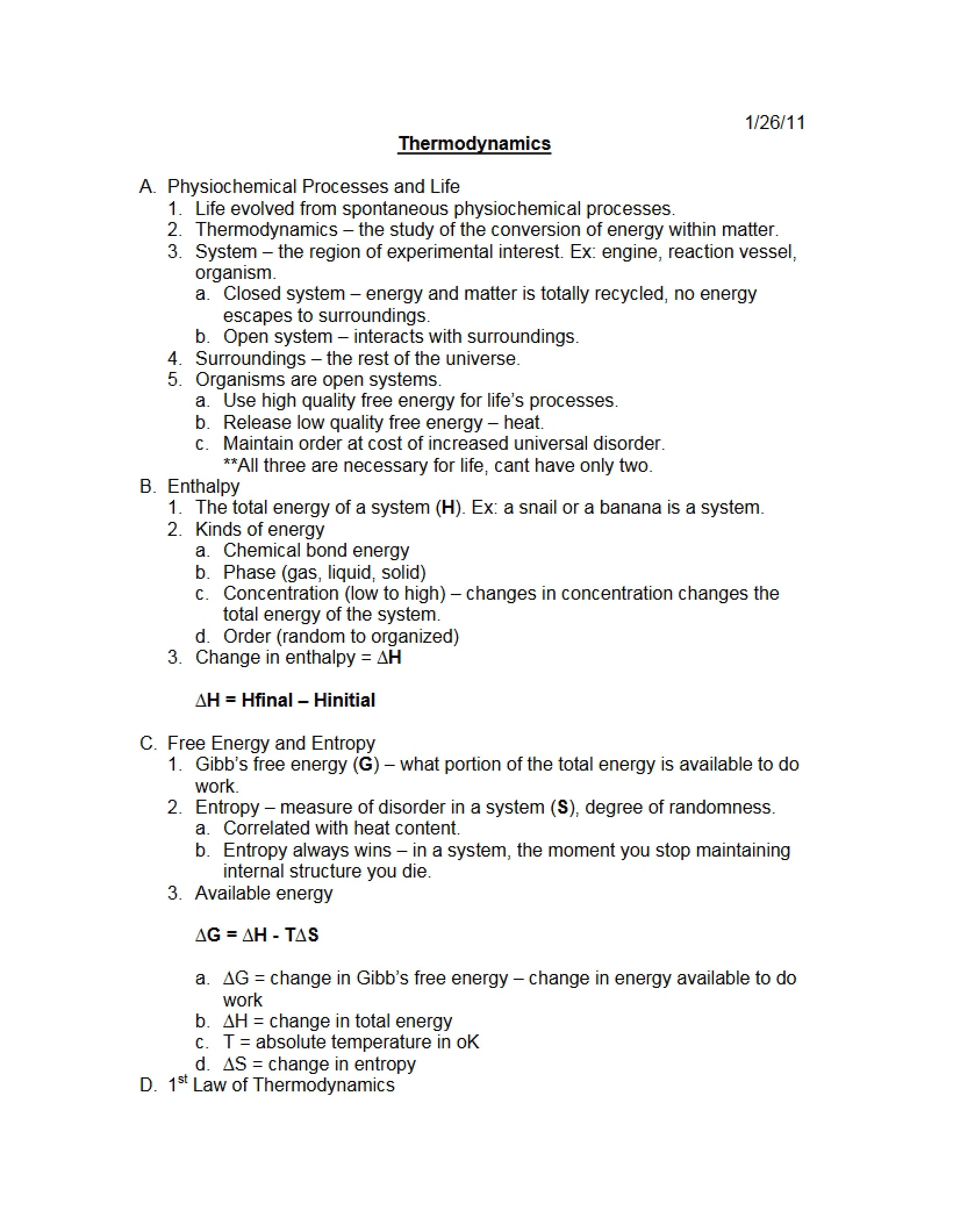 Biological Thermodynamics