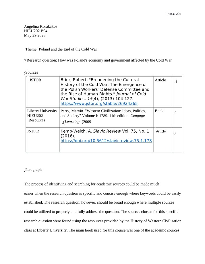 Research in History - Developing a Research Question