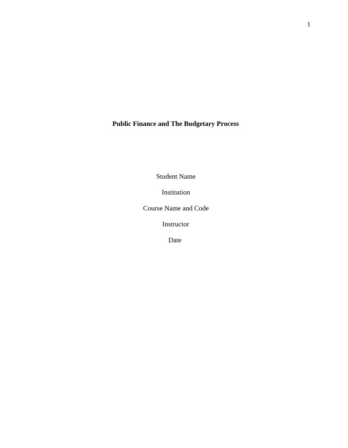 The Budgetary Process in Public Finance
