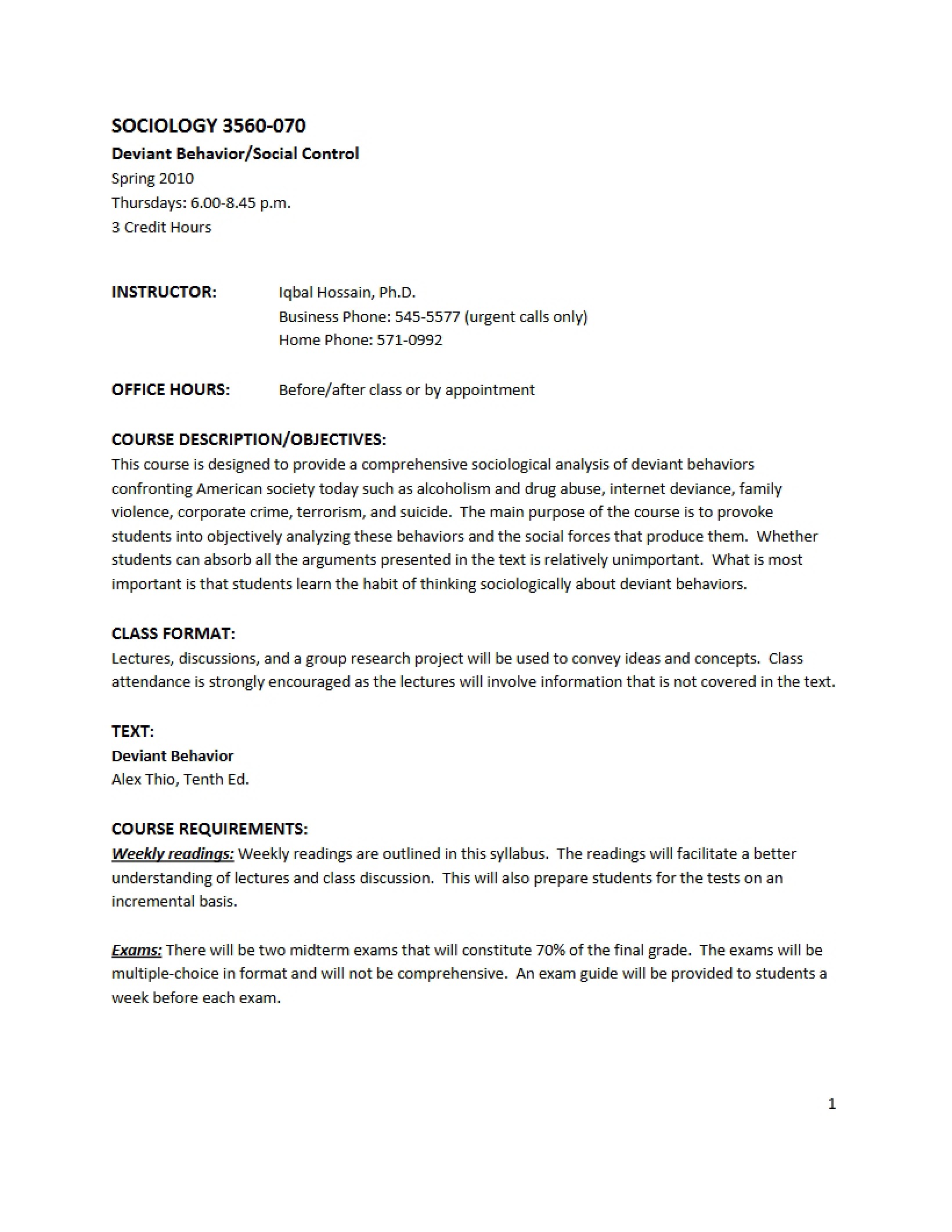 Syllabus Sociology 3560