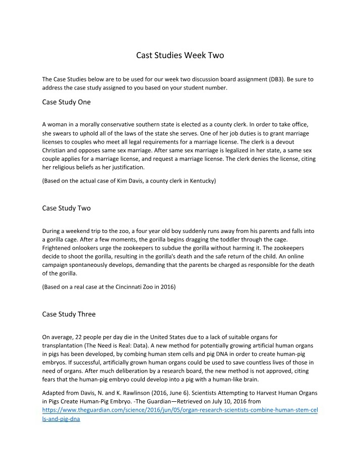 Week Two Case Studies