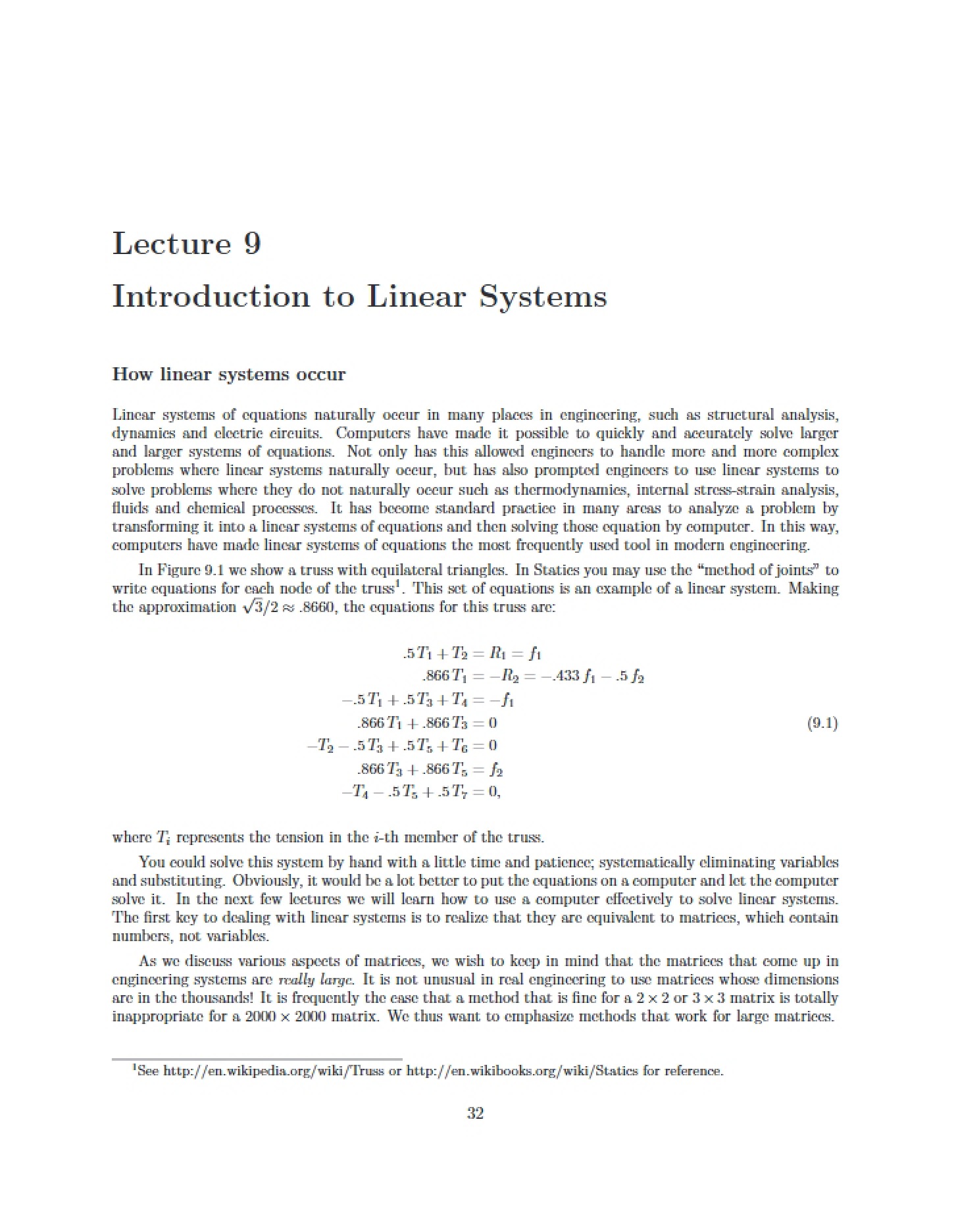 Linear Systems Introduction