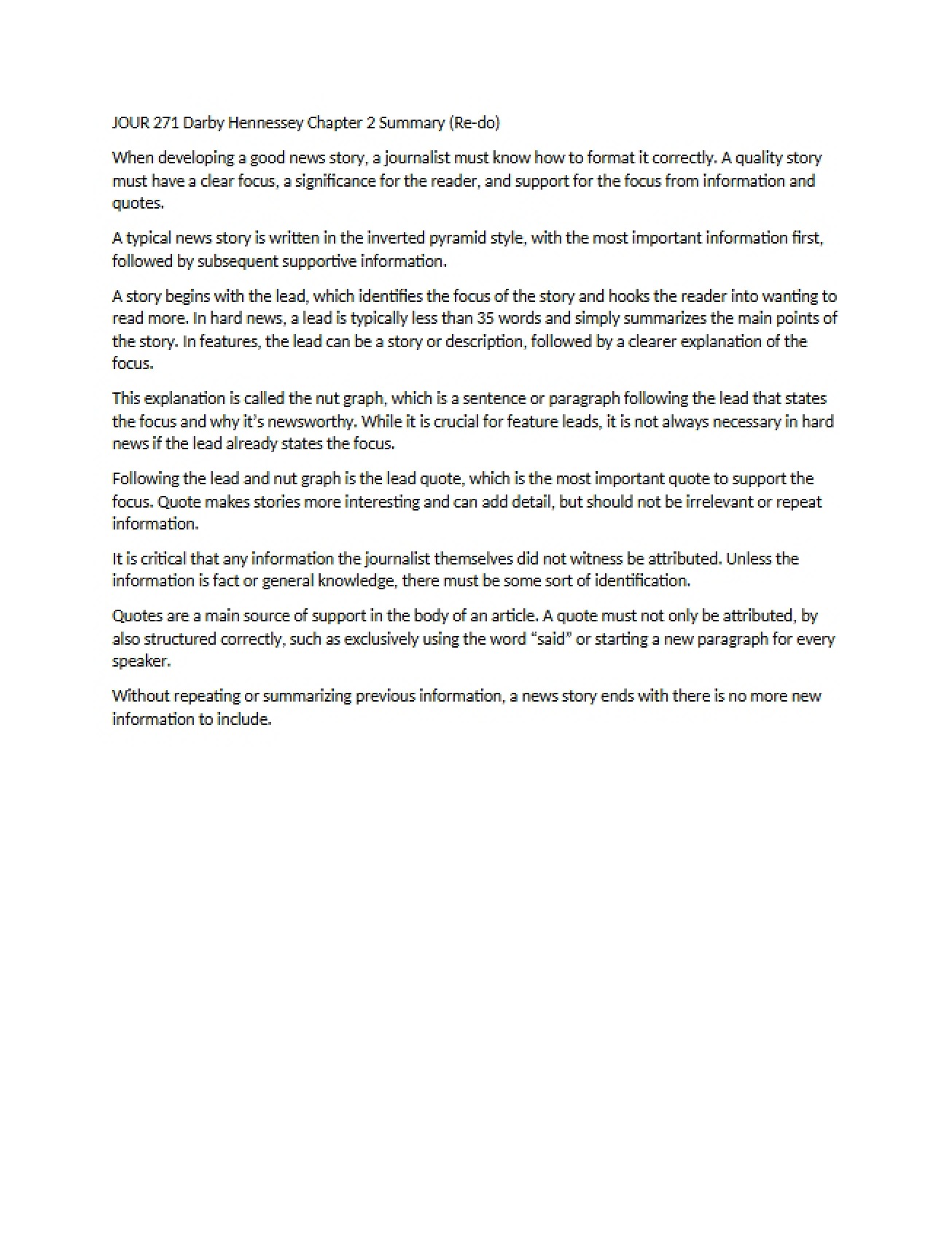 Chapter 2 Summary News Reporting