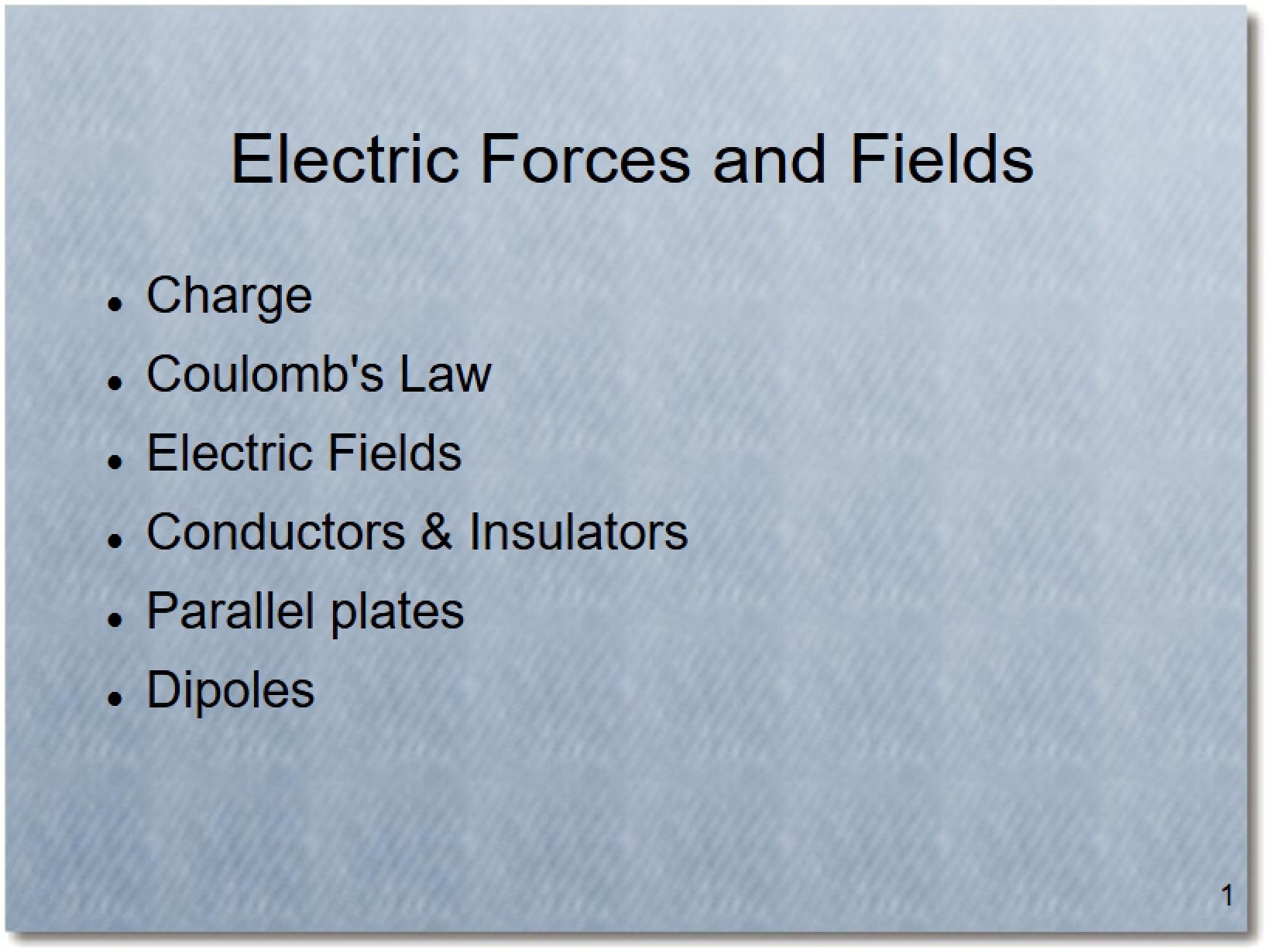Fields and Forces Electric