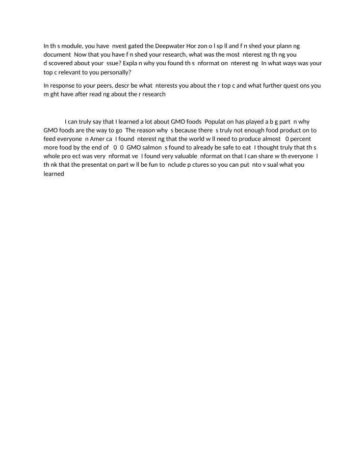 Addressing Food - The Importance of GMO Foods