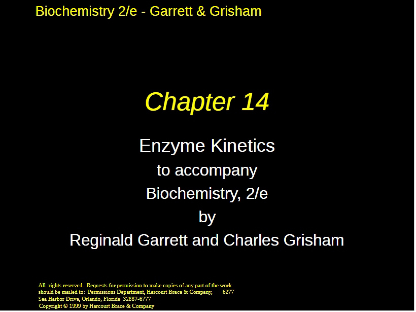 Biochemistry Companion Enzyme Kinetics (Chapter Fourteen)