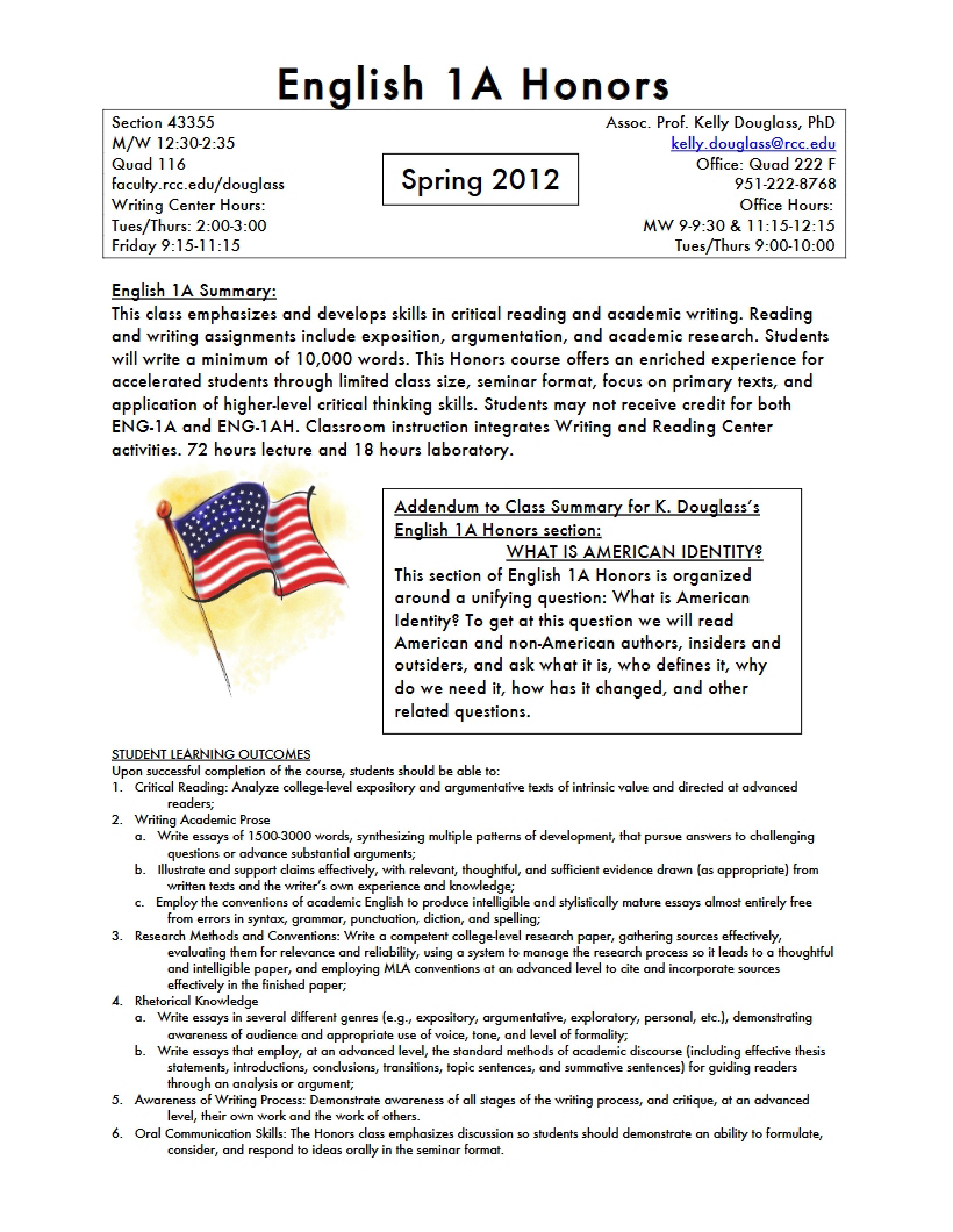 Course Syllabus for Honors Composition