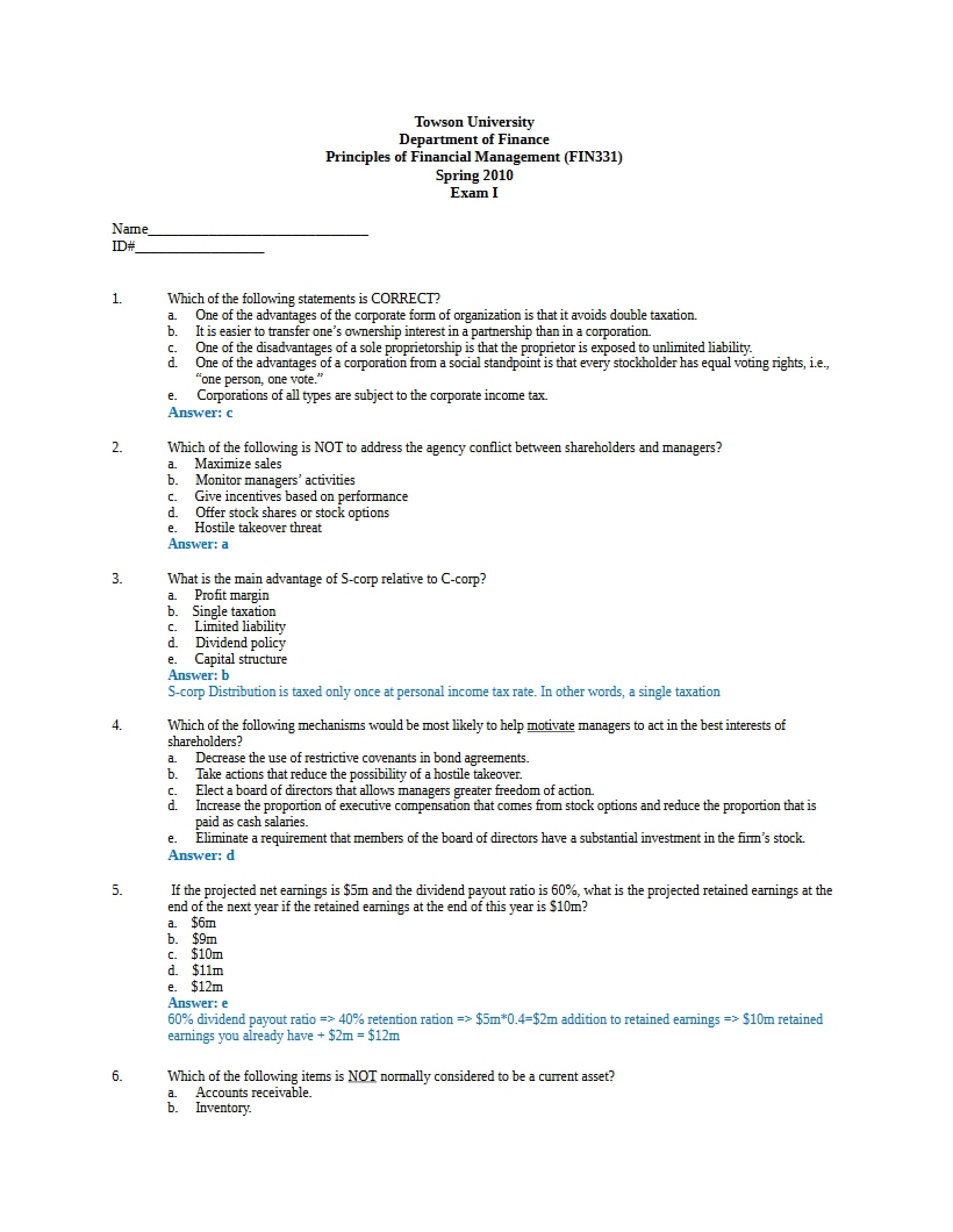 Examination I