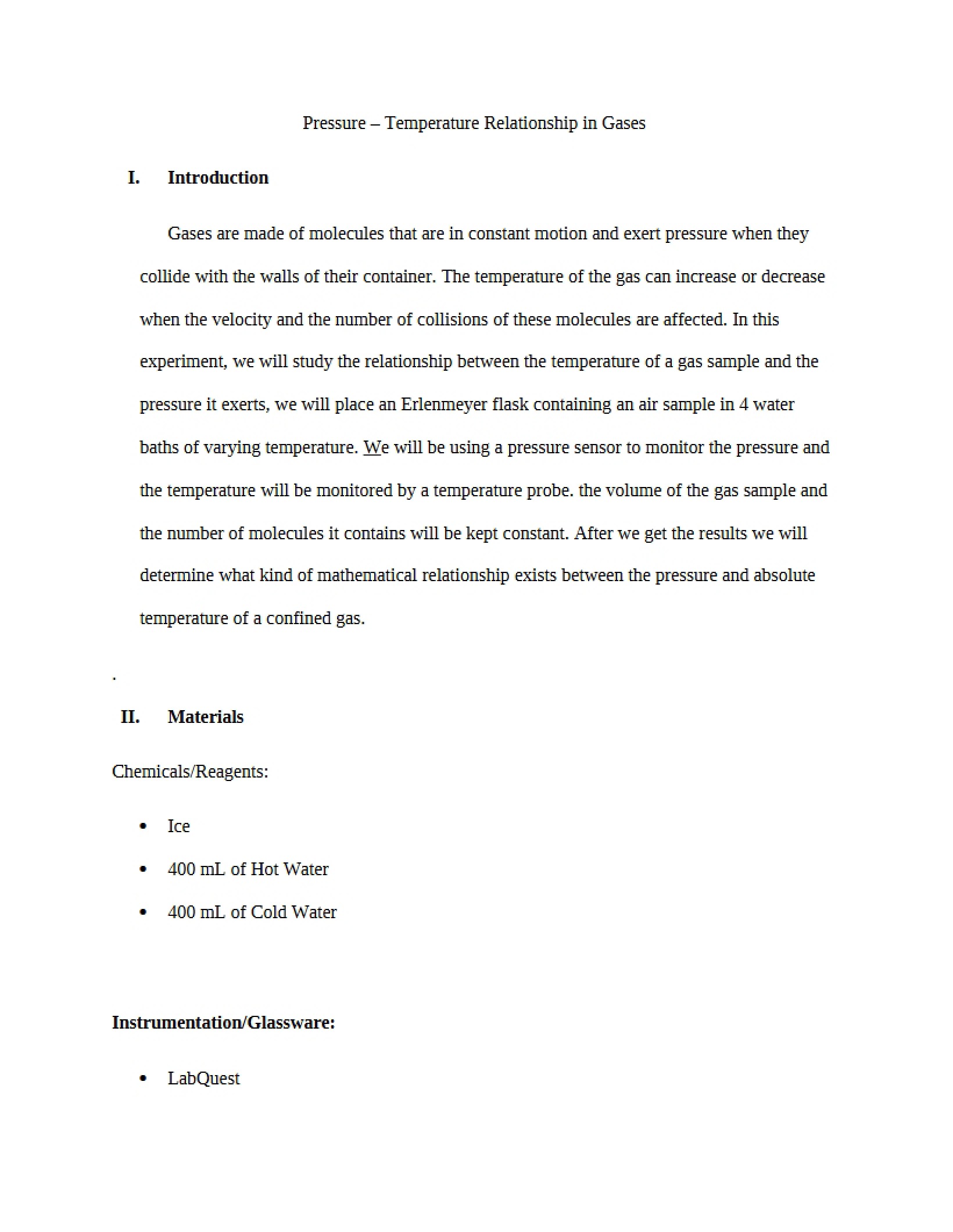 Temperature-Pressure Relationships in Gases