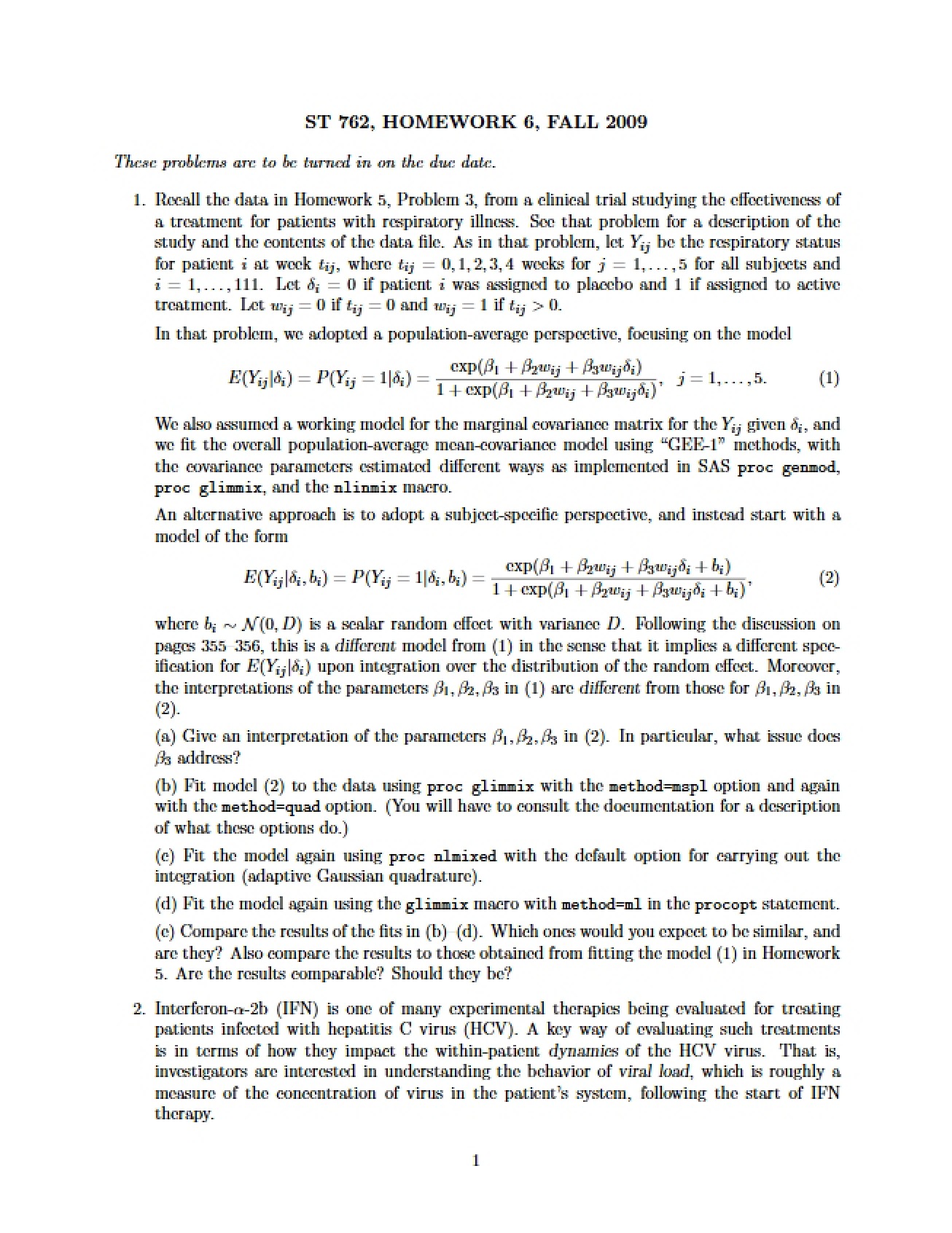Homework Assignment ST 762