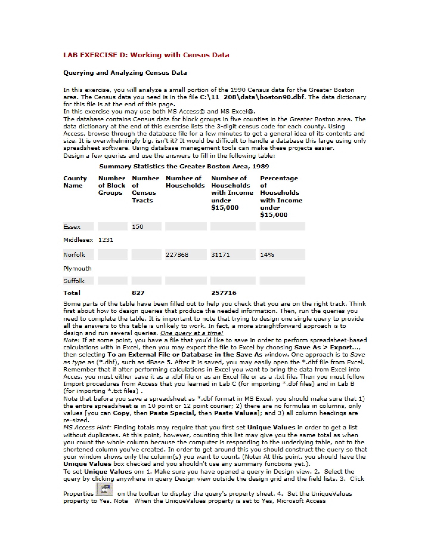 Census Data Lab Exercise D