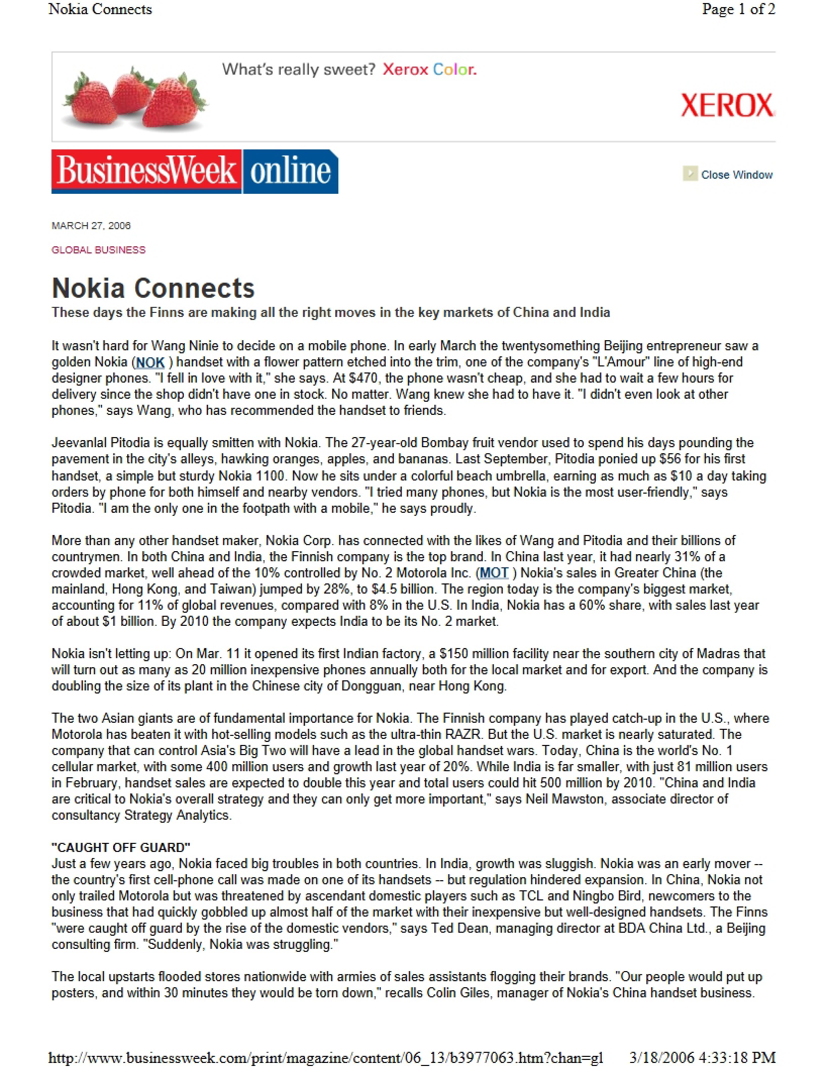 Nokia in China and India