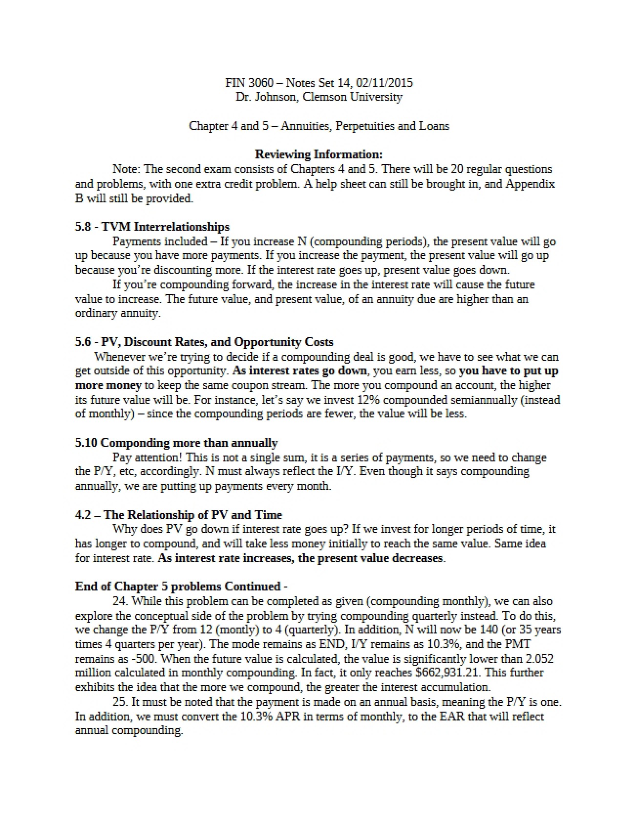 Loans, Perpetuities, and Annuities (Chapters 4-5)
