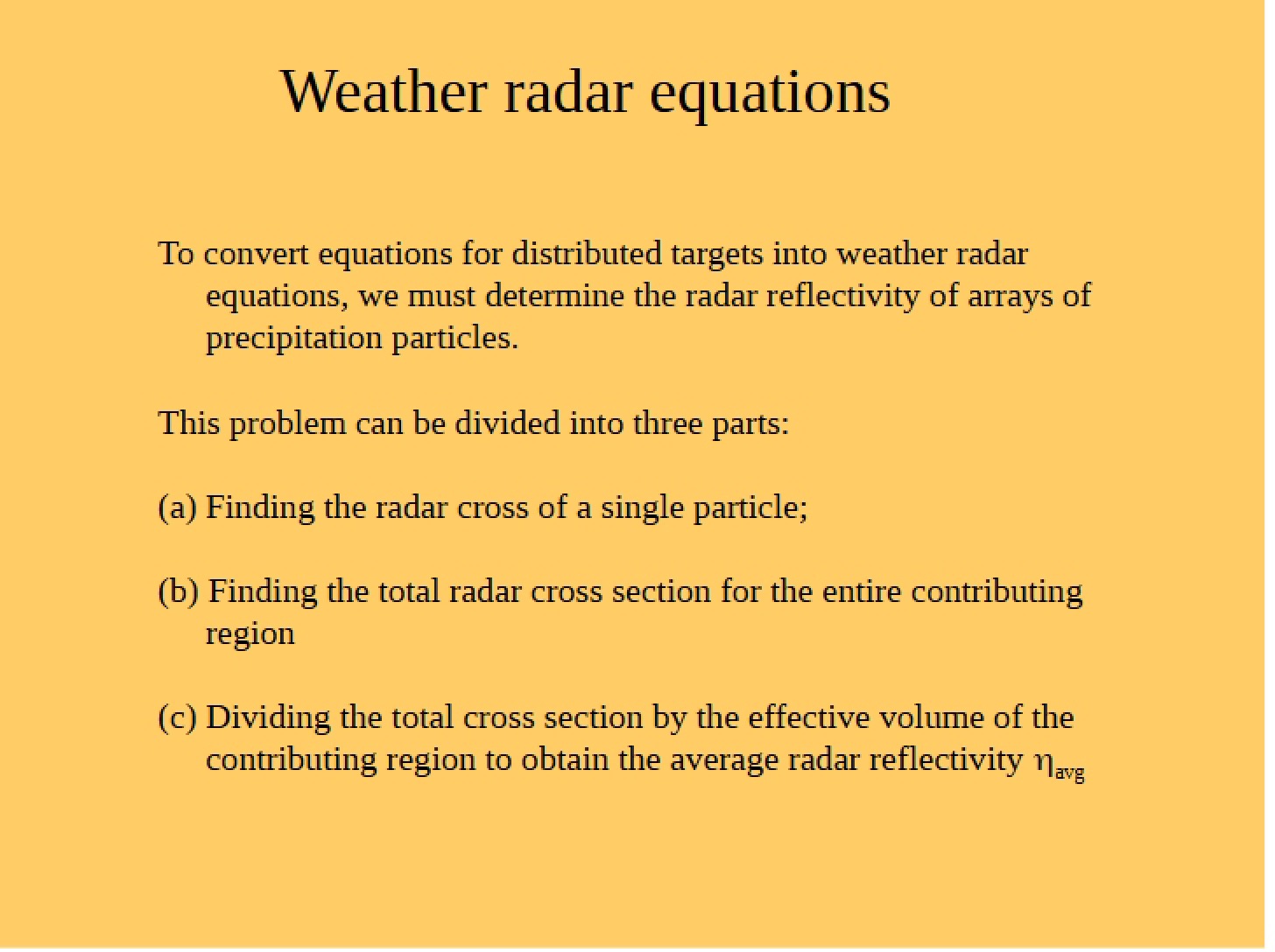 Equations for Weather Radar