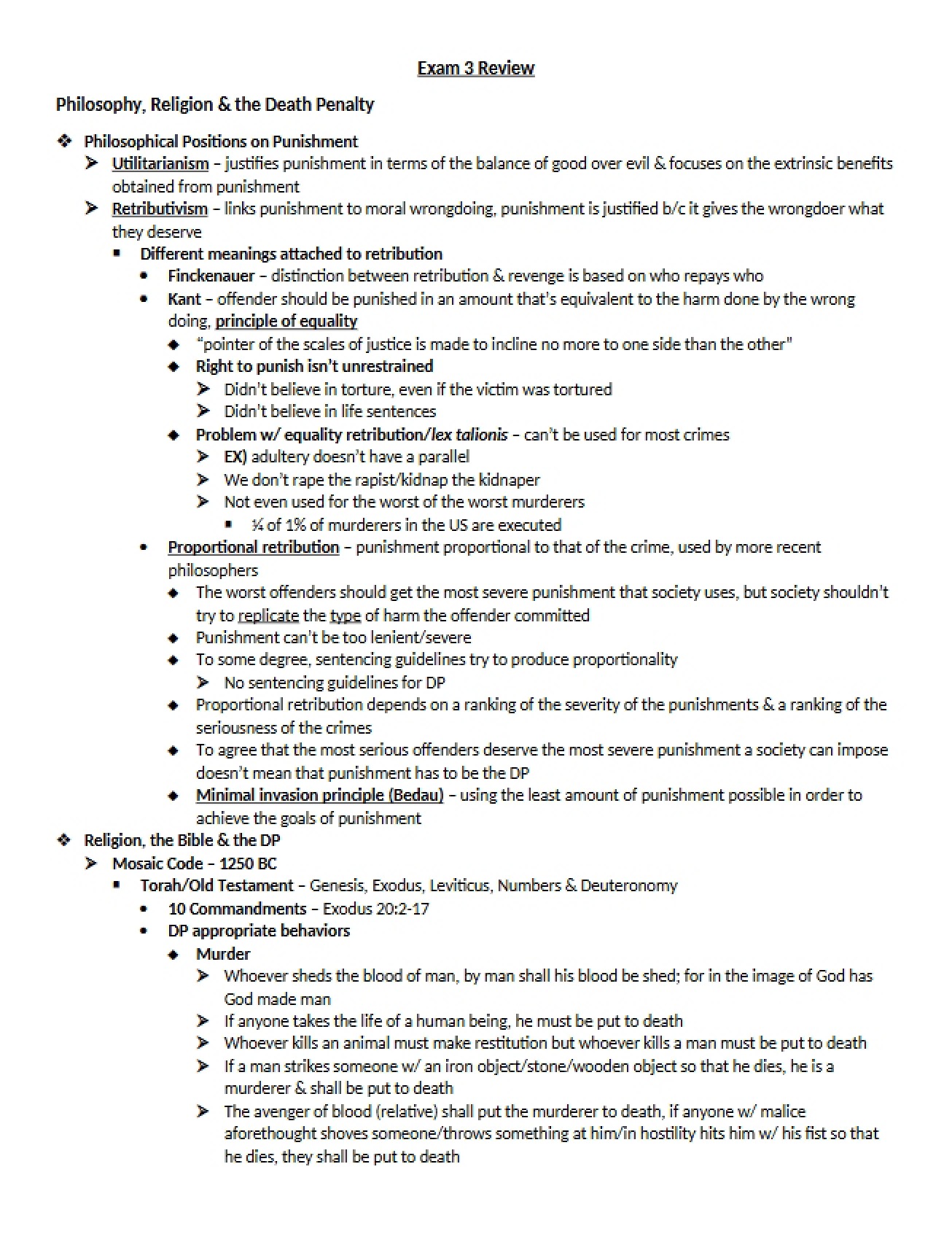 Review for the Third Exam, Part One